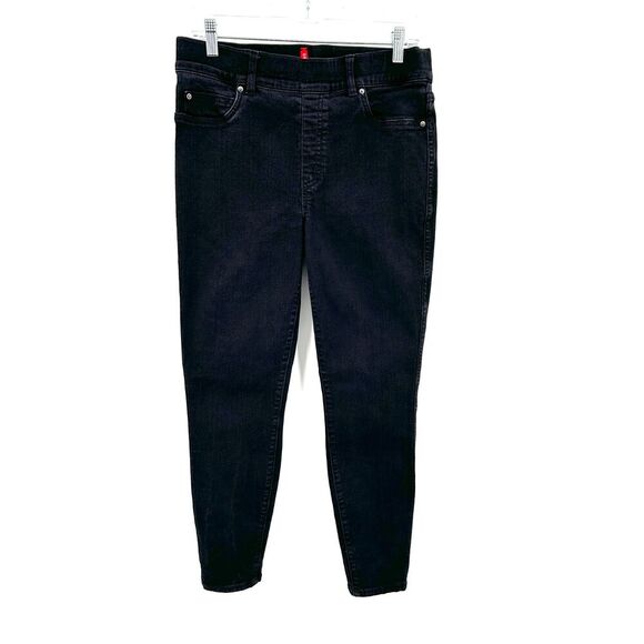 SPANX Women's Black Distressed Wash Pull On Slimming Skinny Jeans Size Large - Picture 1 of 6
